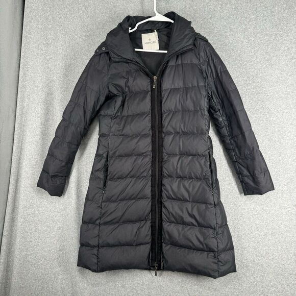 Moncler Nantesfur Giubbotto Long Down Feather Puffer Jacket Size Small Hood
